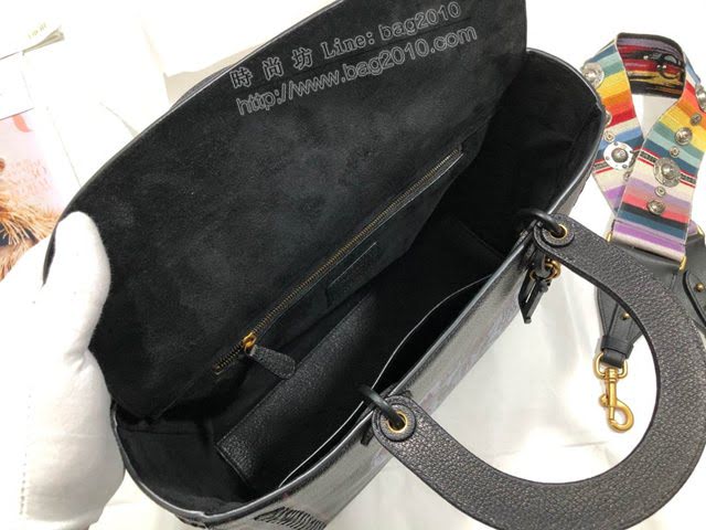 Dior女包 迪奧Lady Dior七格愛心手工縫製編織黑色手袋 Dior手提肩背斜挎包  dfk1824